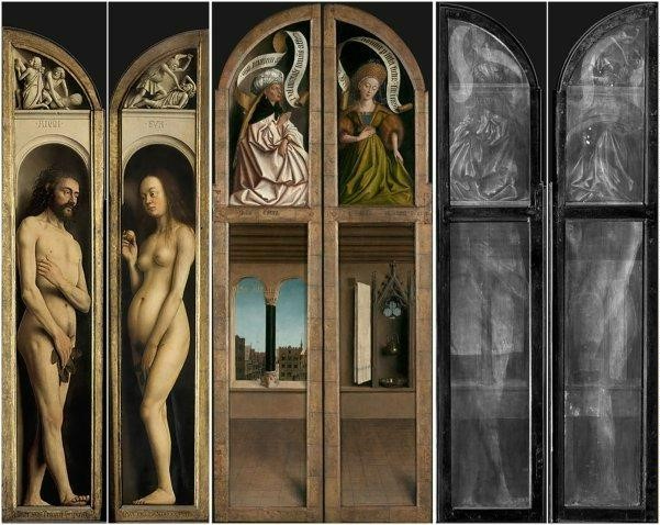 Two double-sided panels from the Ghent Altarpiece closed